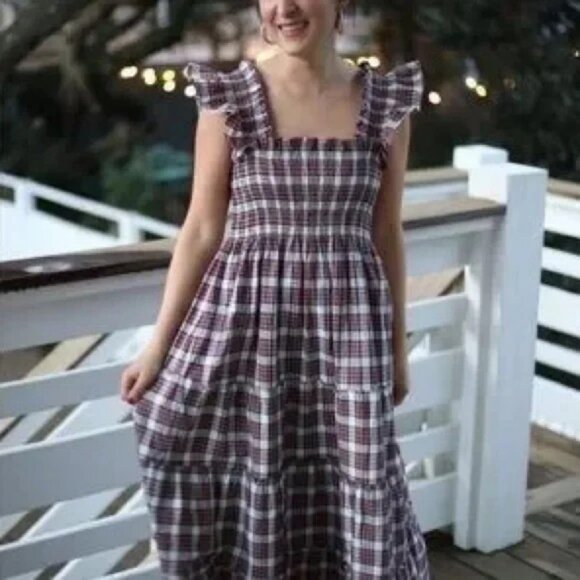 💕HILL HOUSE💕 Ellie Nap Dress ~ Multi-Color Tartan Plaid Print Large - Picture 5 of 16